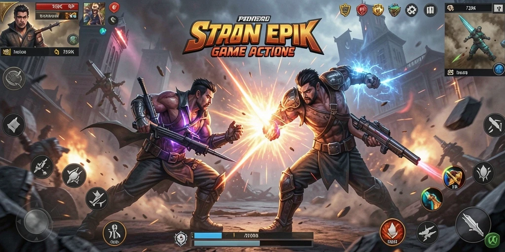 Gameplay mendebarkan dalam aksi pertarungan 73K