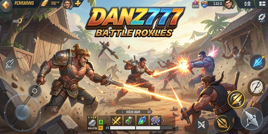 Screenshot gameplay DAN777 menunjukkan aksi mendebarkan di pertempuran Battle Royale.