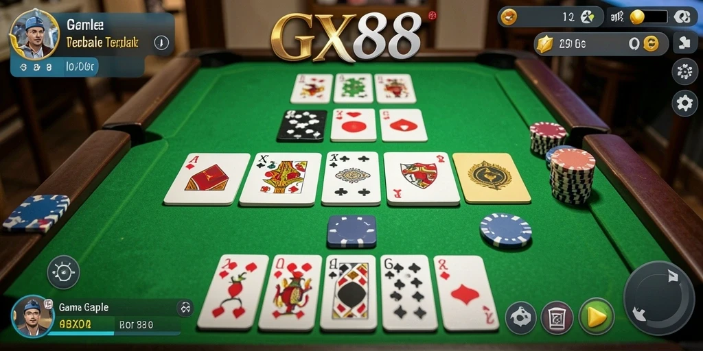 Tampilan gameplay Gaple yang menarik dan interaktif di GX88.