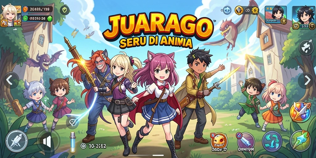 Tampilan gameplay JUARAGO yang dinamis dan penuh warna.