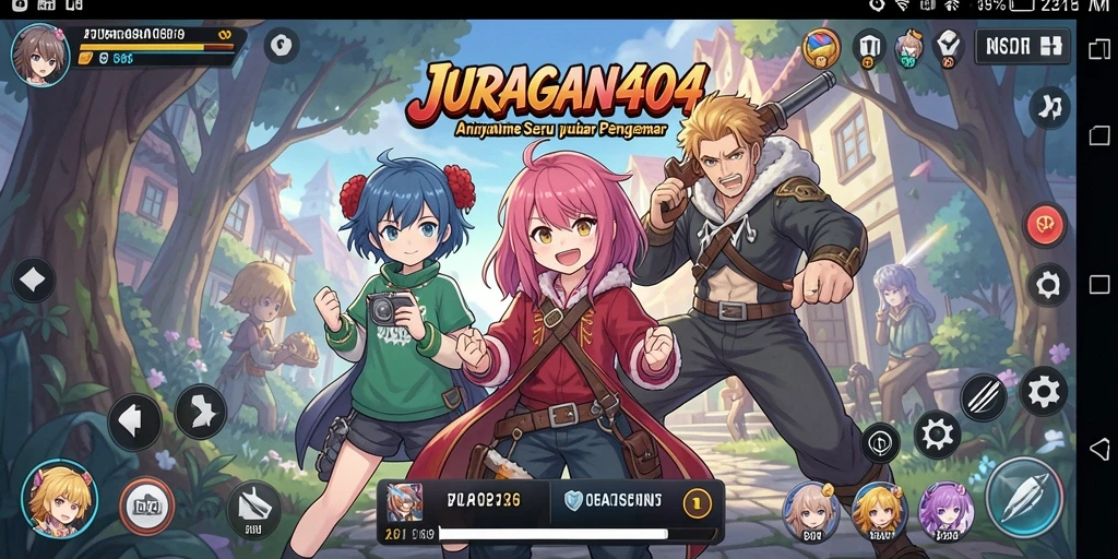 Tangkapan layar menampilkan gameplay seru JURAGAN404 di dunia anime.