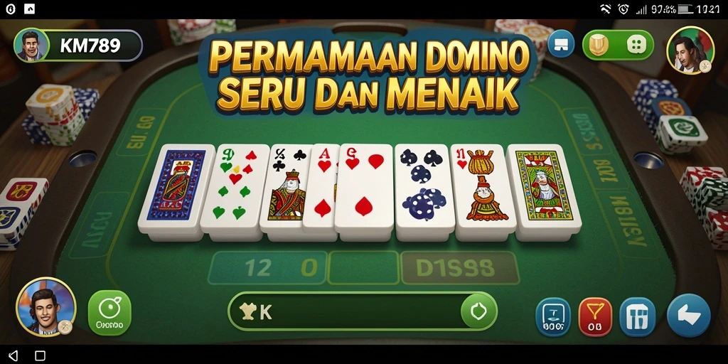 Tampilan aksi seru dalam gameplay domino KM789.