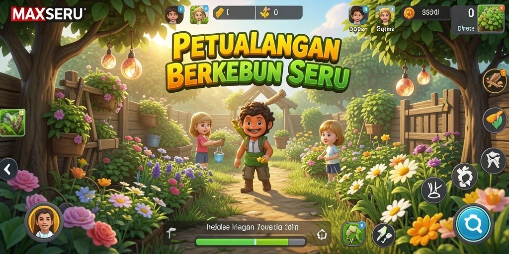 Gameplay seru berkebun dalam MAXSERU dengan grafik menawan.