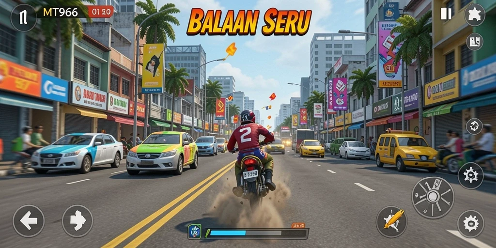 Tampilan gameplay seru dengan balapan mendebarkan.