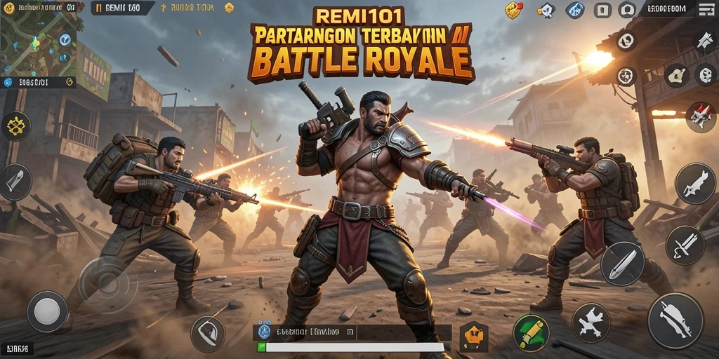 Screenshot gameplay <strong>REMI101</strong> menampilkan aksi intens di arena Battle Royale.