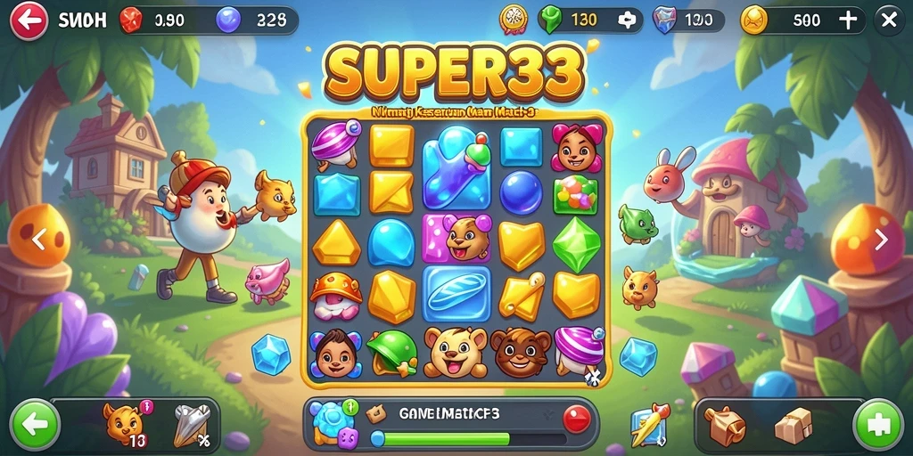 Tampilan gameplay <strong>SUPER33</strong> yang menampilkan keseruan mencocokkan item.